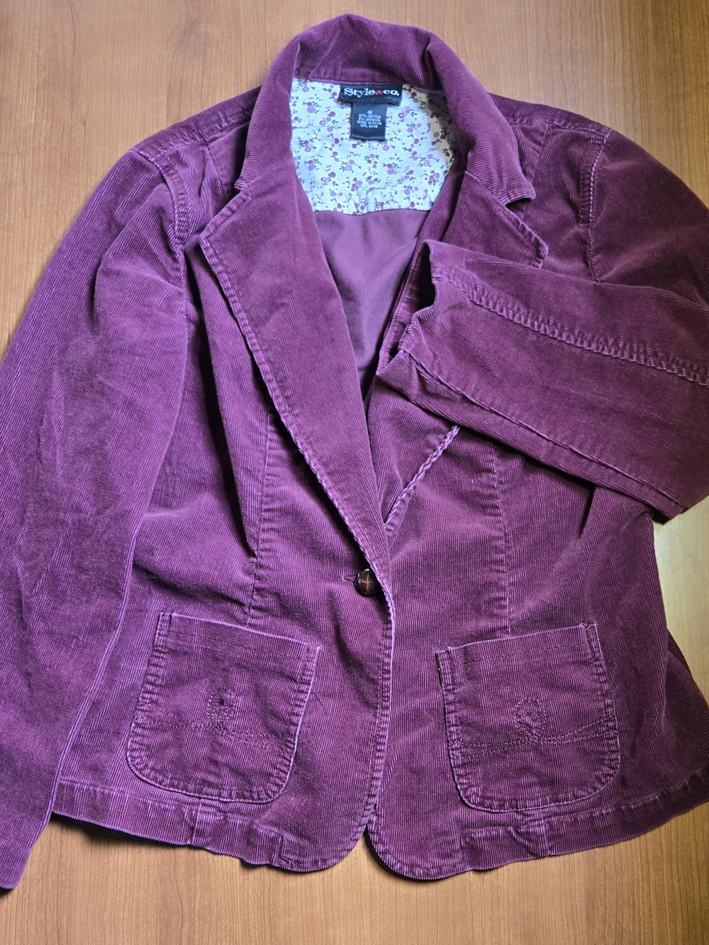 Style & Co. Purple Corduroy Blazer Jacket